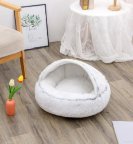 2 In 1 Dog And Cat Bed Pet Winter Bed Round Plush Warm Bed House Soft Long Plush Pets Bed Pet Products - 0 - CJ