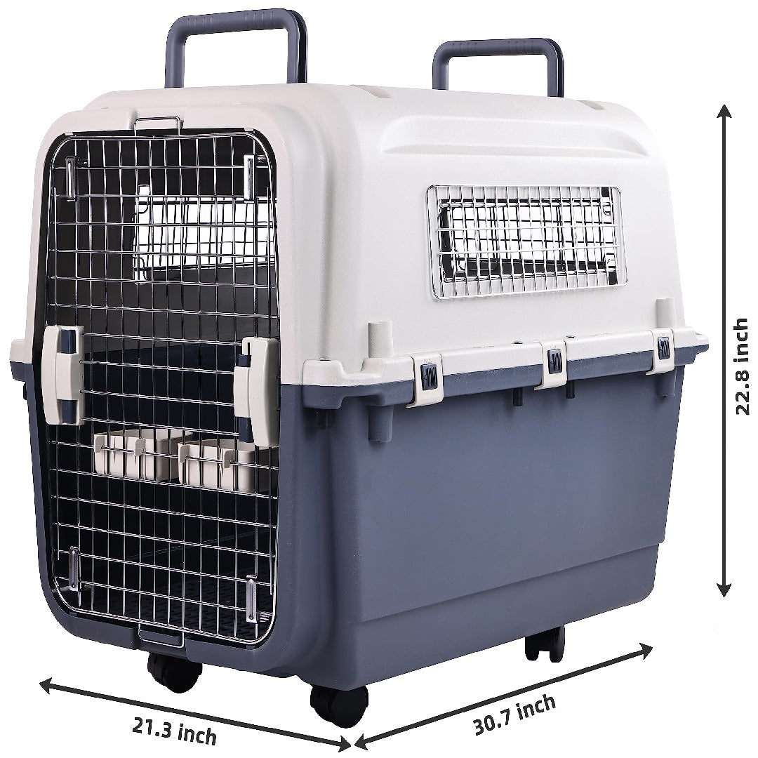 Only Supports Self Pickup  Plastic Dog Kennel, Pet Transport, Rolling Plastic Airline Approved Wire Door Travelling Dog Crate, Small - Medium - Large - 5 - CJ