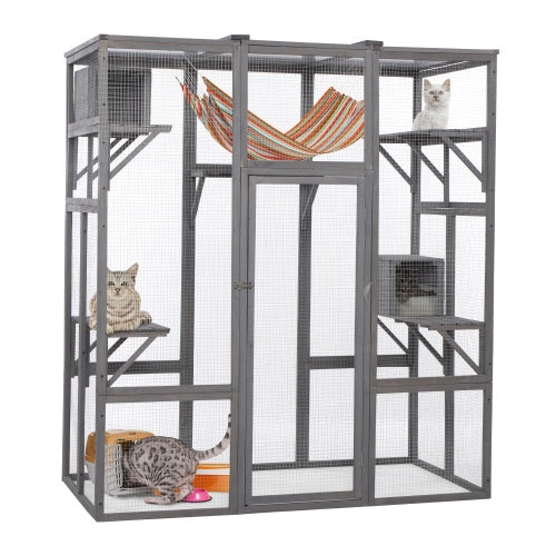 Oversized Cat Cage - Grey - 5 - cjdroshippping