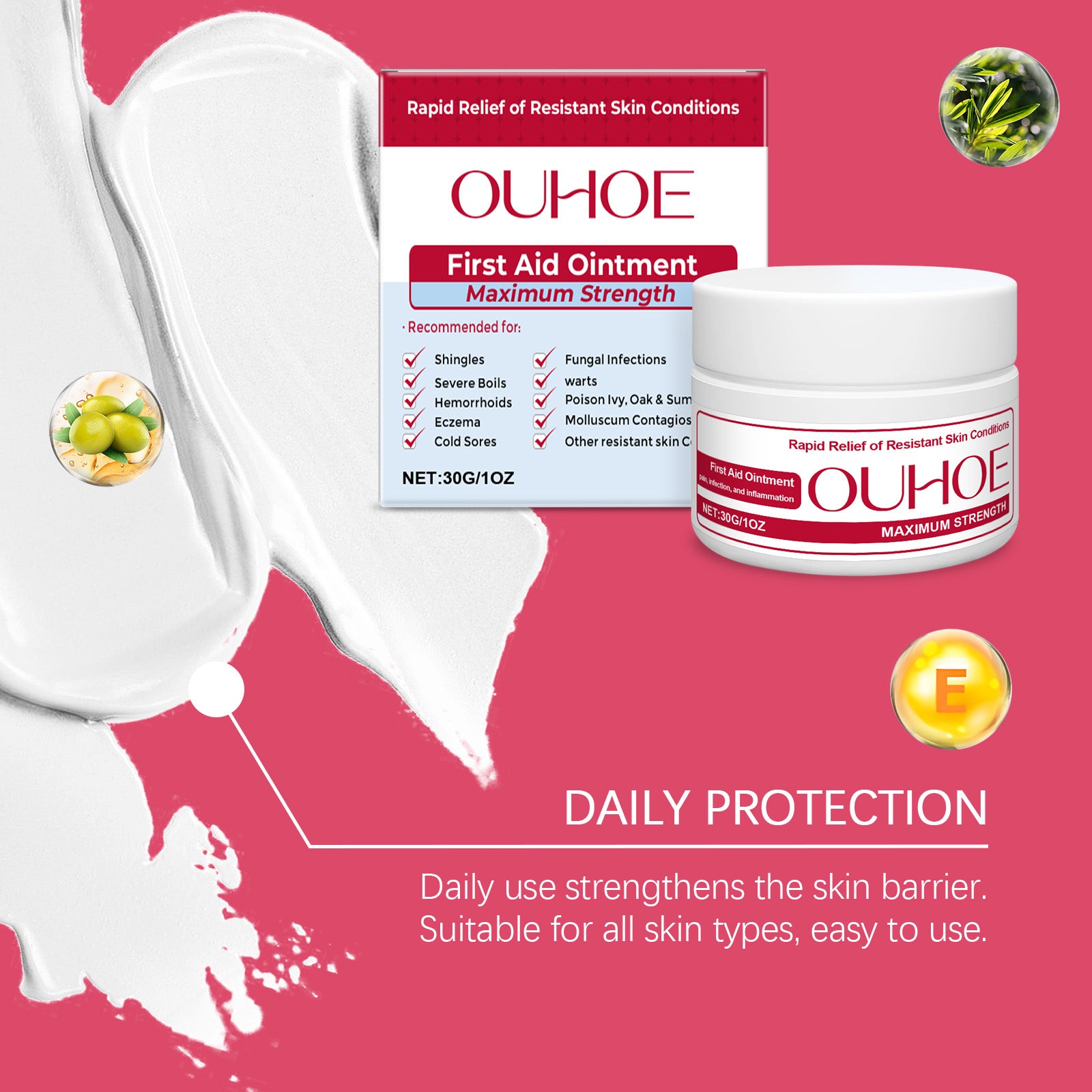 OUHOE Skin Soothing Cream, To Relieve Skin Redness And Discomfort Gentle Care Moisturizes Skin Topical Soothing Cream - 5 - CJ