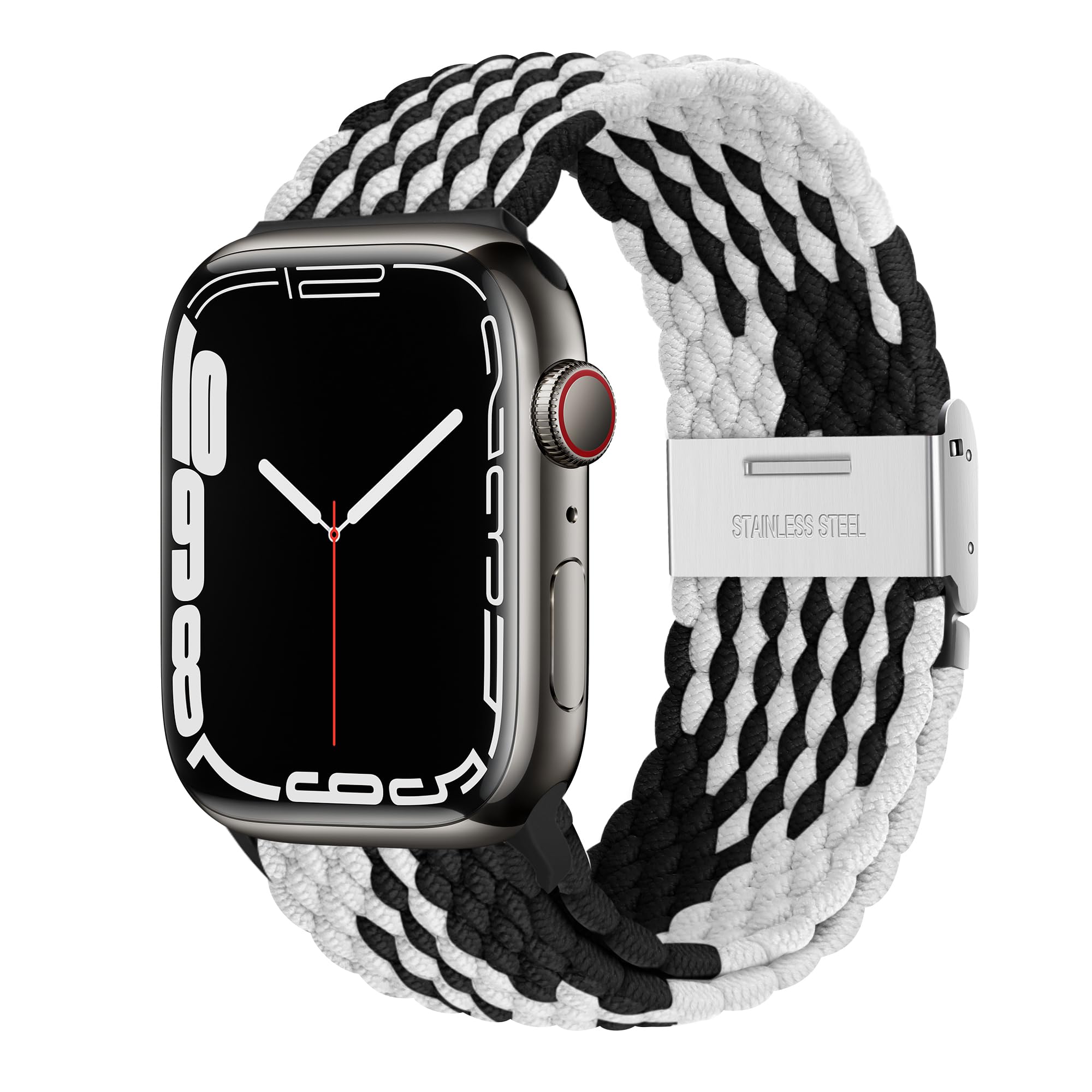Nepfaivy Compatible With Apple Watch Band - 38mm 40mm 41mm 42mm 44mm 45mm 49mm Braided Stretchy Sport Band For Apple Watch Series SE 8 7 6 5 4 3 2 1, Women Men Nylon Fabric Elastic Loop Breathable Wat - 5 - CJ