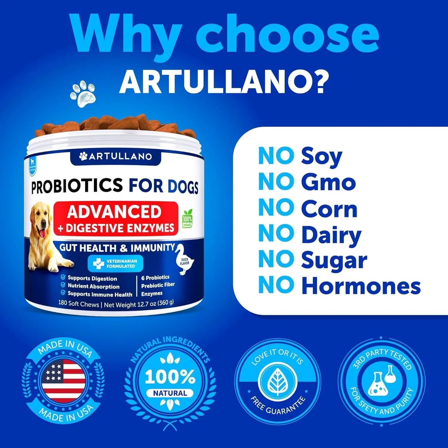 Probiotics For Dogs Support Gut Health Itchy Skin Allergies Immunity Yeast Balance Dog Probiotics And Digestive Enzymes With Prebiotics Reduce Diarrhea Gas 180 Probiotic Chews For Dogs - 5 - CJ