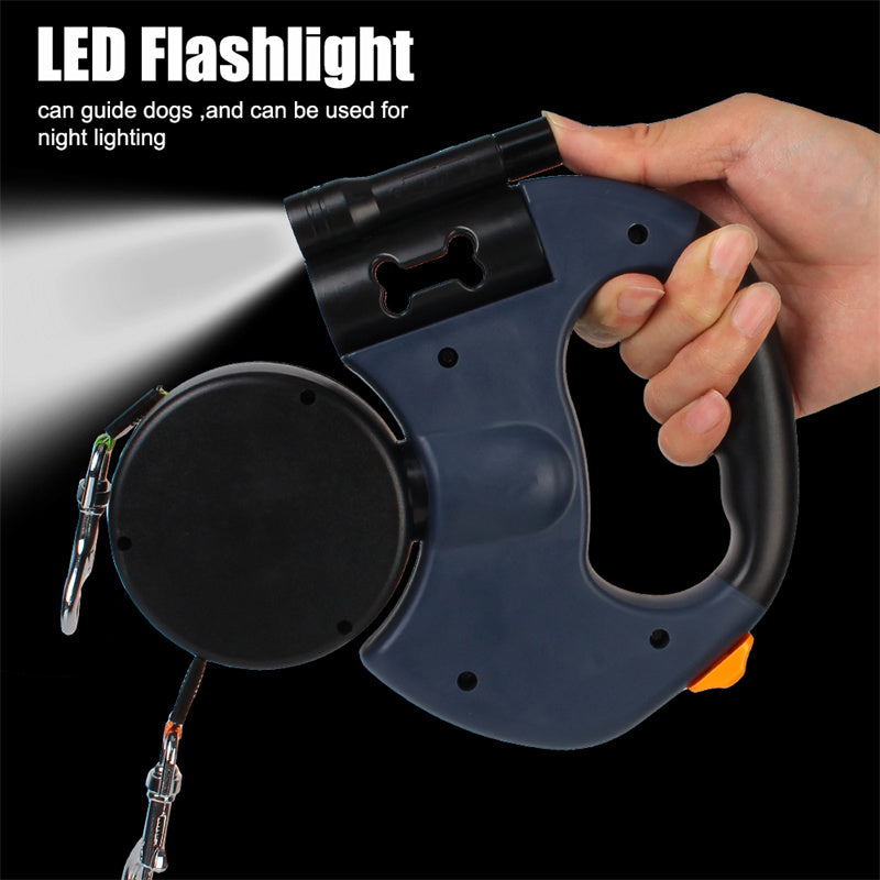 Retractable Dog Leash For Small Dogs Reflective Dual Pet Leash Lead 360 Swivel No Double Dog Walking Leash With Lights Pet Products - 0 - CJ