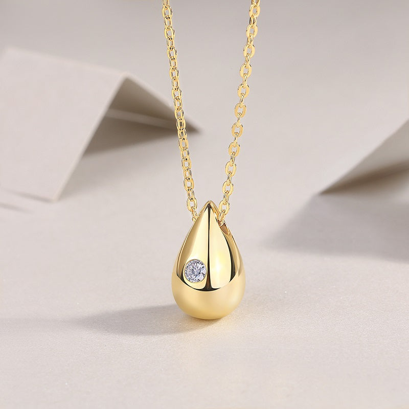 1Dreamy Water Drop - A Trendy Diamond Jewelry Necklace Pendant Set With 1-carat Moissanite S925 Sterling Silver And Gold Plating Prohibit TikTok sales