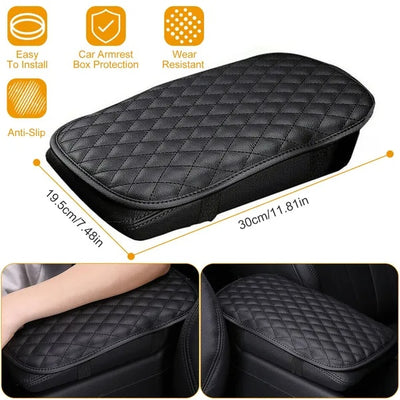 Car Armrest Pad Cover PU Leather Auto Center Console Seat Box Cover Protector Car Accessories Armrest Cushion Pad - 5 - cjdropshipping