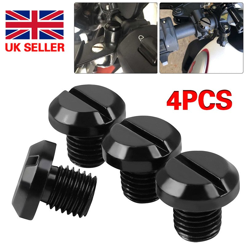 Universal Motorcycle Mirror Hole Blanking Plugs M10 Black Screws Bolts Cap 4 Pcs - 5 - CJ