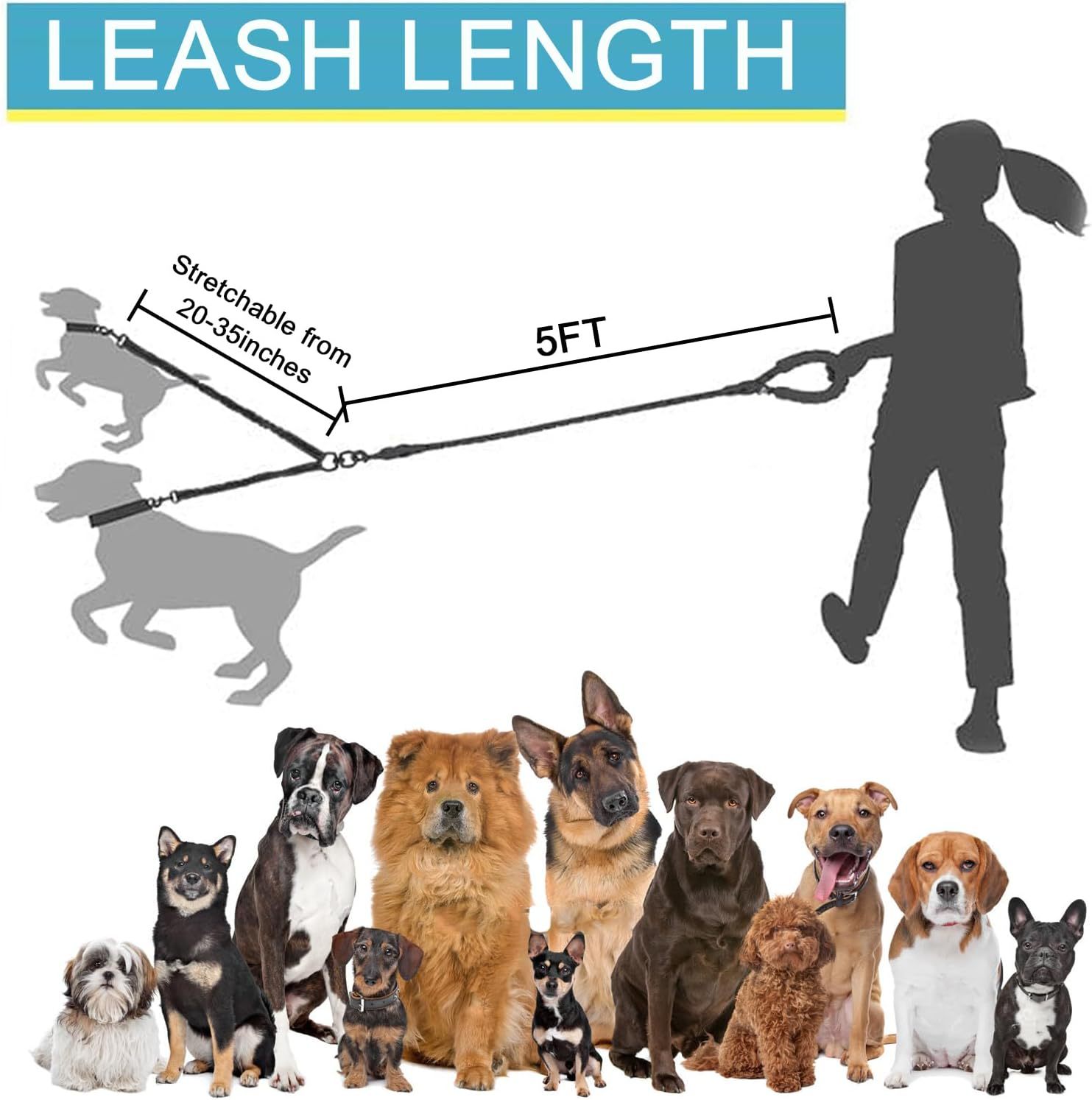 Adjustable High Elasticity Glow - in - the - Dark Anti - Tangle Dog Leash - 0 - CJ