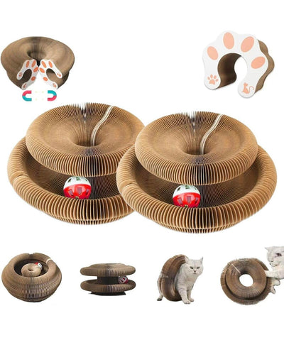 Cat Curl Scratching Board Magic Organ Cat Toy Recyclable Corrugated Cardboard Scratch - Resistant And Wear - Resistant Foldable Wood Grain Interactive Cat Scratching Toy - 5 - CJ