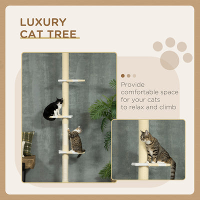 4 - Tier Floor to Ceiling Cat Tree Height Adjustable 87 - 103 Inch - 5 - CJ
