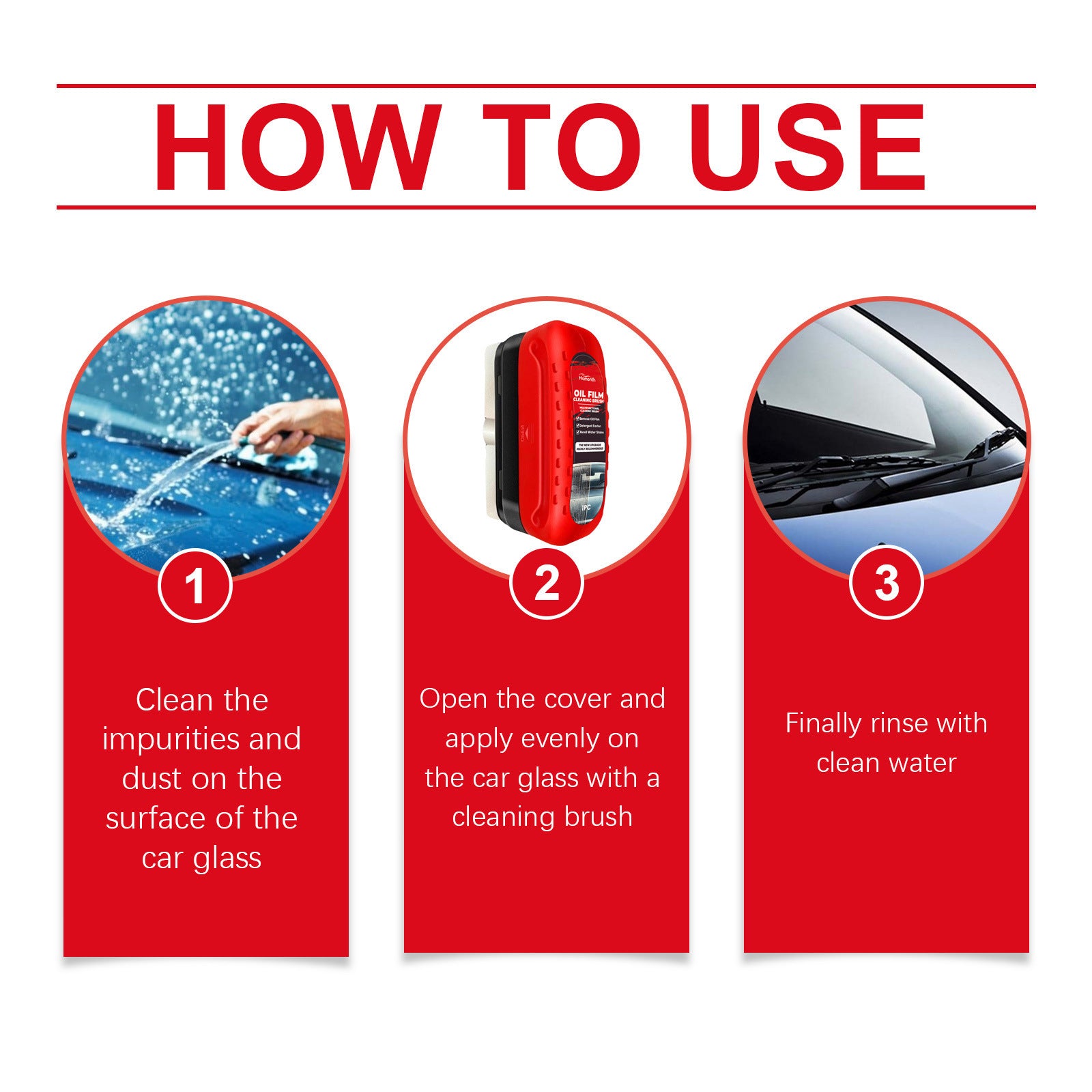 Automotive Oil Film Cleaning Brush, Windshield Cleaner Tool, All In One Wipe On Oil Film Remover, Car Glass Oil Film Cleaner With Reusable Foam Sprayer - 5 - CJ