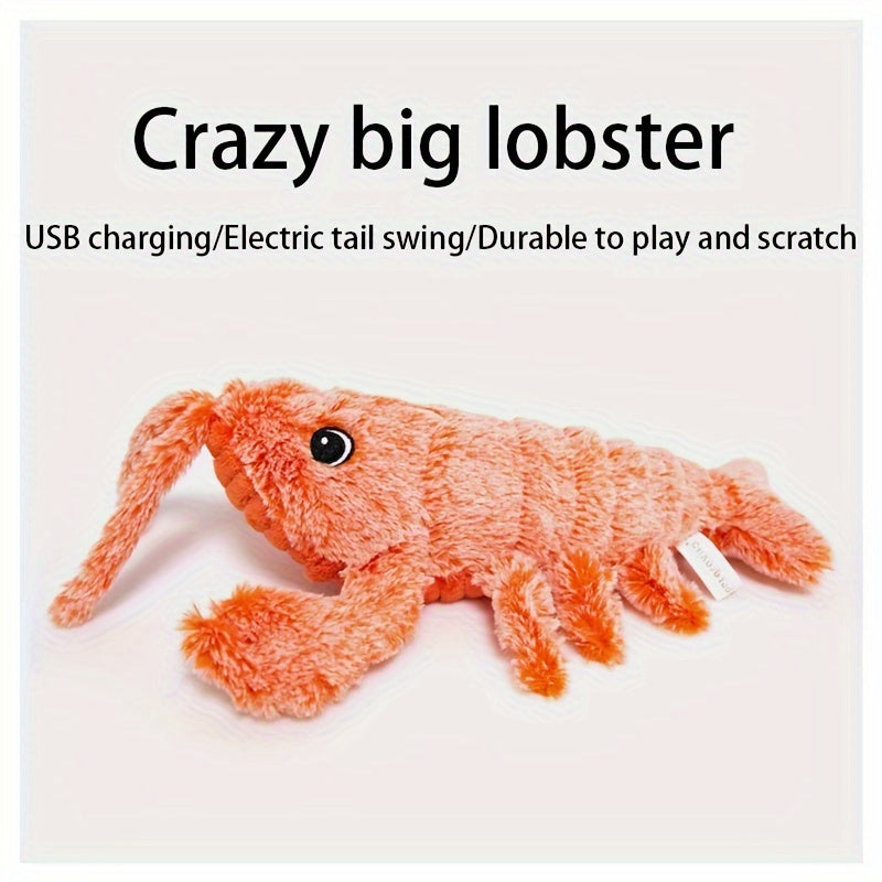 Pet Gravity Shrimp Plush Toy USB Charging Simulate Lobster Electric Jumping Cat Toys, Simulation Lobster Dog Toy, USB Charging With Catnip Plush Cat Toy, Pet Dog Cats Stuffed Interactive Toy - 5 - CJ