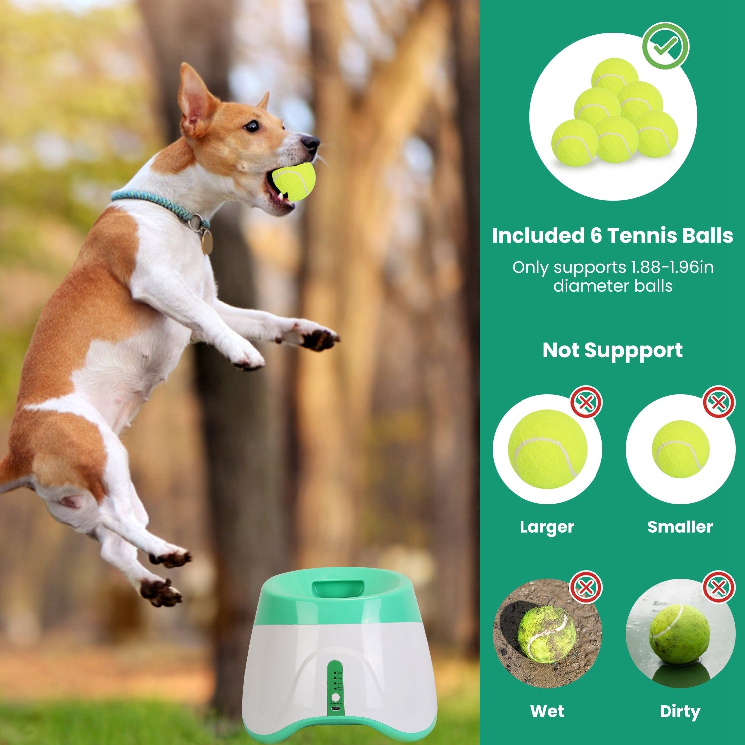 1Pc Automatic Dog Ball Launcher Included 6 Tennis Balls Dog With 3 Adjustable Launch Distance Interactive Ball Thrower Fetch Machine For Small Medium Dogs - 5 - CJ