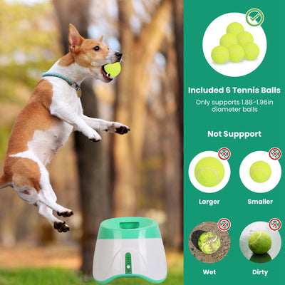 1Pc Automatic Dog Ball Launcher Included 6 Tennis Balls Dog With 3 Adjustable Launch Distance Interactive Ball Thrower Fetch Machine For Small Medium Dogs - 5 - CJ