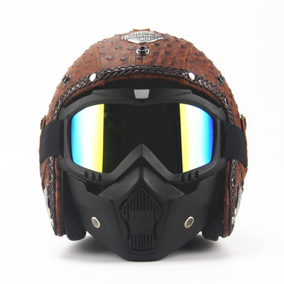 Handmade four seasons characteristic retro Halley helmet - 0 - CJ - brown - XL - CJQCMTMT00003 - brown - XL