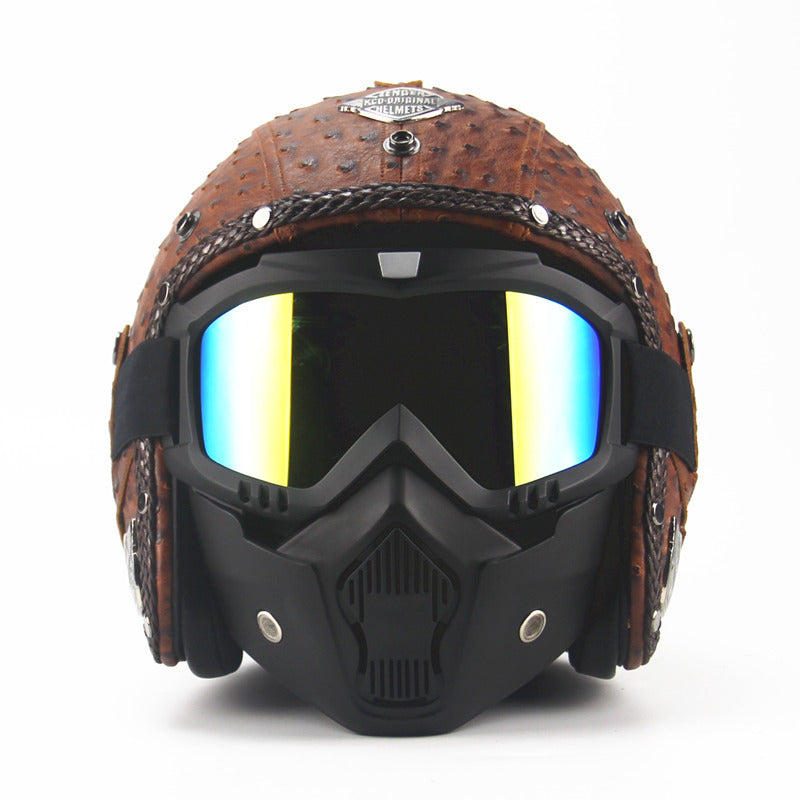 Handmade four seasons characteristic retro Halley helmet - 0 - CJ - brown - XL - CJQCMTMT00003 - brown - XL