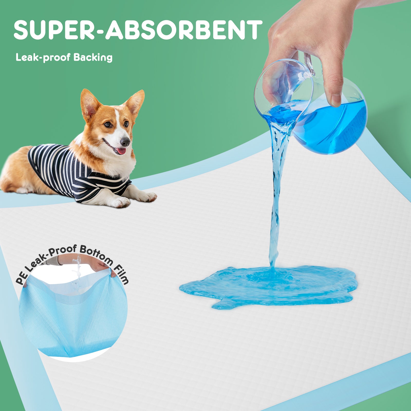 Puppy Pads, Leak - proof Quick - drying Disposable Dog Pads, Absorbent Dog Pee Pads - 5 - CJ