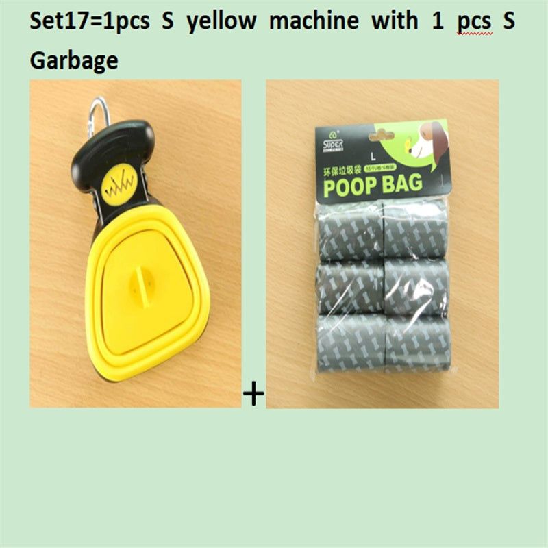 Dog Pet Travel Foldable Pooper Scooper With 1 Roll Decomposable bags Poop Scoop Clean Pick Up Excreta Cleaner Epacket Shipping - 0 - CJ - Set 17 - YellowSXS - CJJJCWGY00674 - Set 17 - YellowSXS
