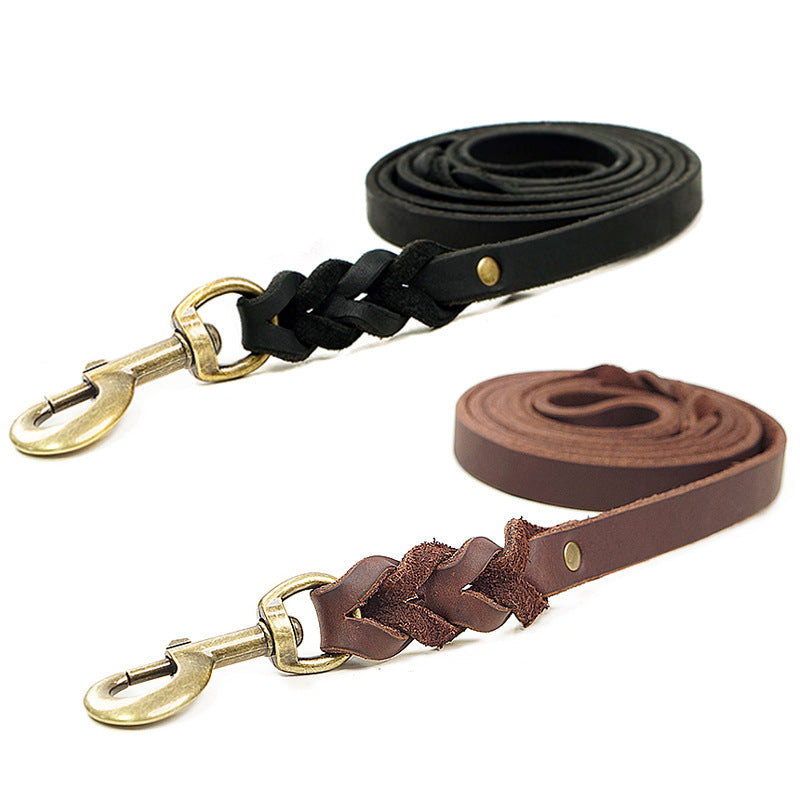 Genuine Leather Dog Leash With Anti - pull Design - 0 - CJ