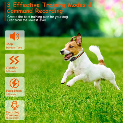 984FT Dog Training Collar IP65 Waterproof Pet Beep Vibration Electric Shock Collar 3 Channels Rechargeable Transmitter Receiver Trainer With Recording Safety Keypad Lock - 5 - CJ