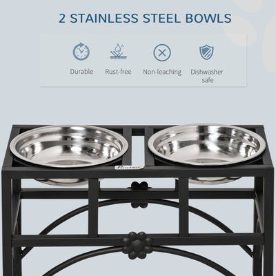 17" Double Stainless Steel Heavy Duty Dog Food Bowl Elevated Pet Feeding Station - 5 - CJ