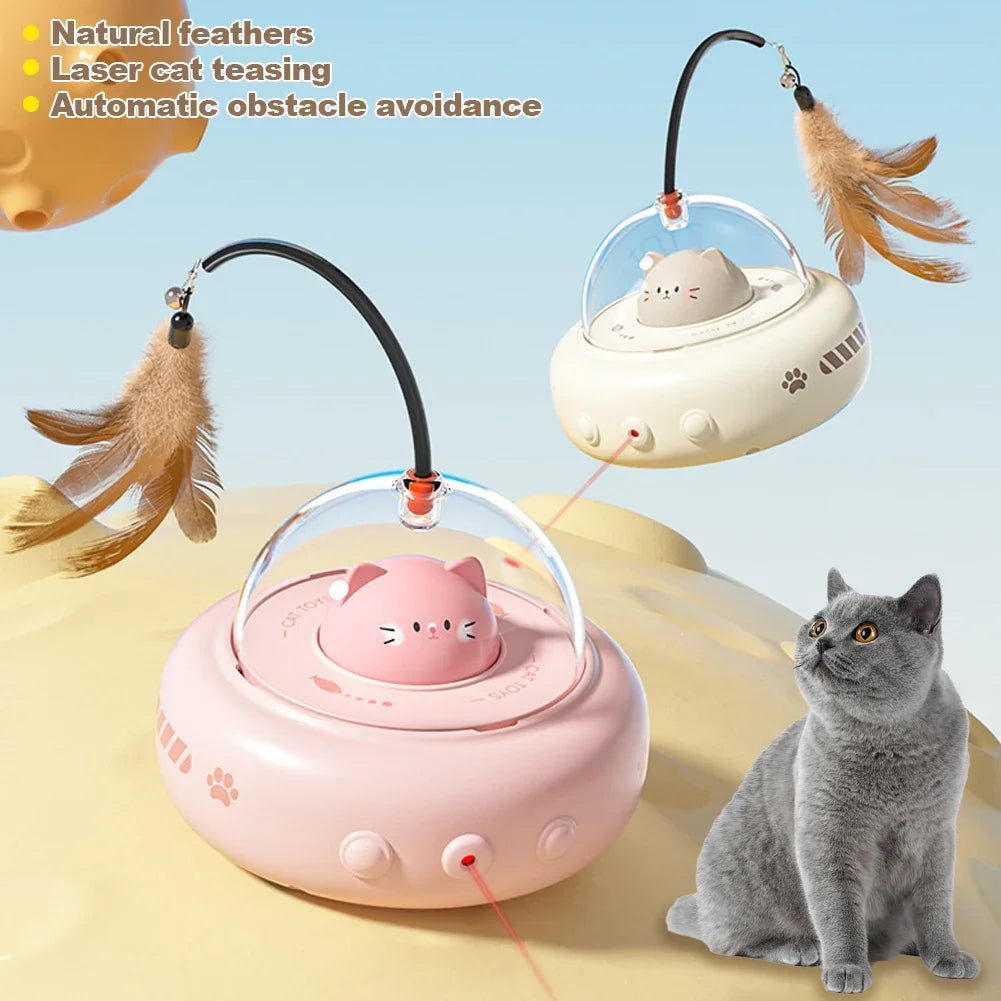 Smart Teaser Cat Toy Electric UFO Cat Teaser Stick With Bell Training Pet Toys Replaceable Feather Interactive Cat Supplies Pet Supplies Pets Products - 0 - CJ