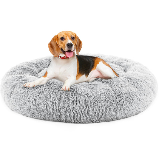 24 Inch Anti - Slip Round Fluffy Plush Faux Fur Cat Bed, Fits Up To 25 Lbs Pets - 5 - CJ