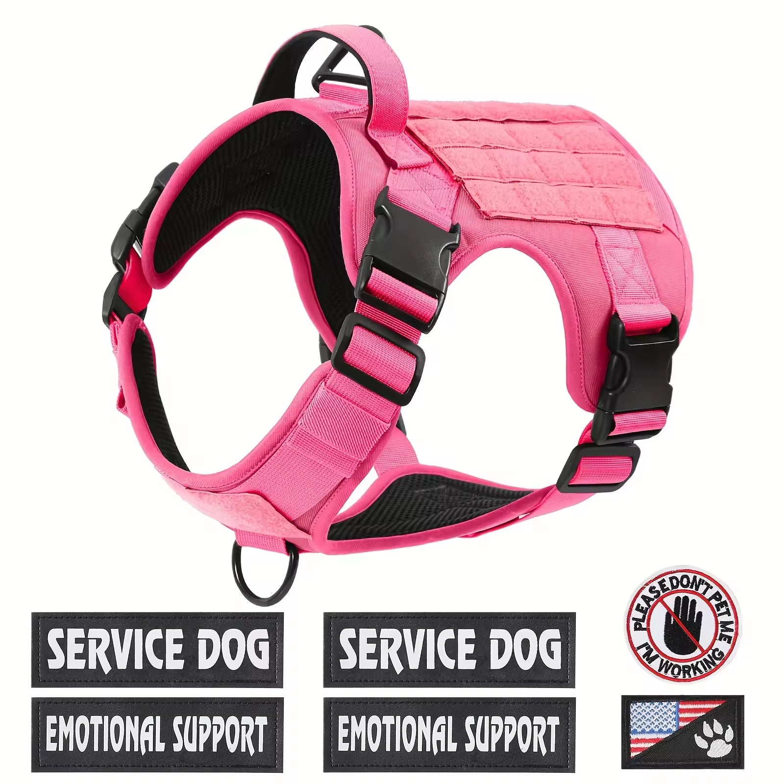 Tactical Pet Chest Service Dog Harness Vest Adjustable Reflective Dog Harness Metal Buckle Hiking Training - 5 - CJ