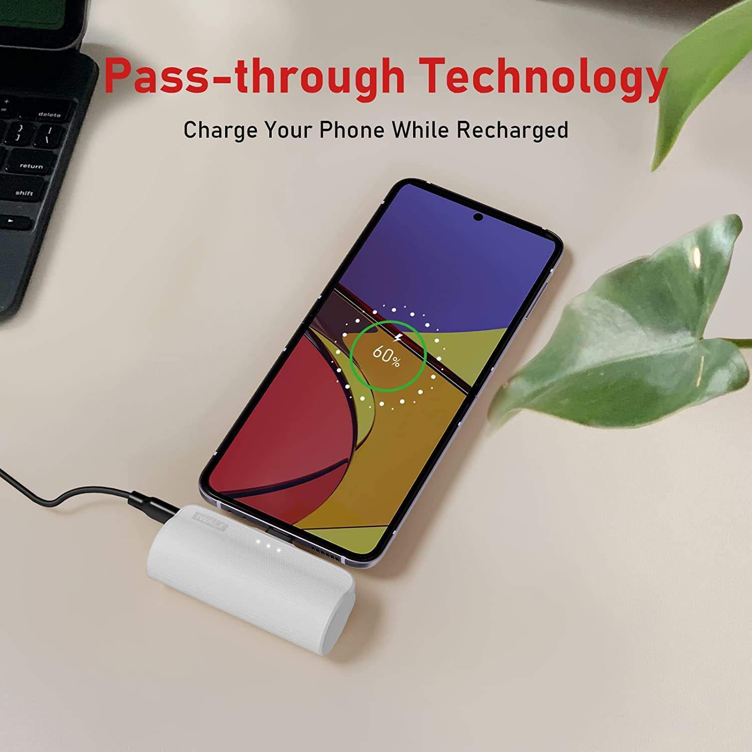 Local US Stock Unique Mini Power Bank 3350mAh Fast Charging Lipstick Size Phone Portable Charger With Built-in Type C Plug