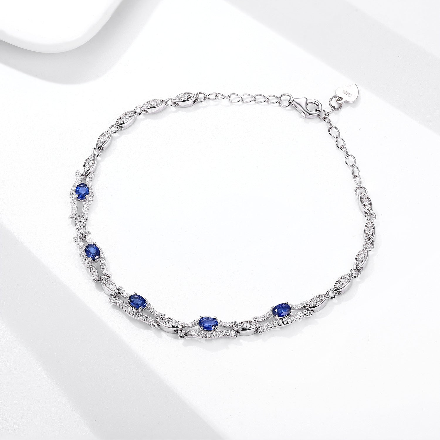 Natural Sapphire Bracelet Women's S925 Silver Set Gem Jewelry Premium Original Design Jewelry - 4 - CJ