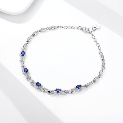 Natural Sapphire Bracelet Women's S925 Silver Set Gem Jewelry Premium Original Design Jewelry - 4 - CJ