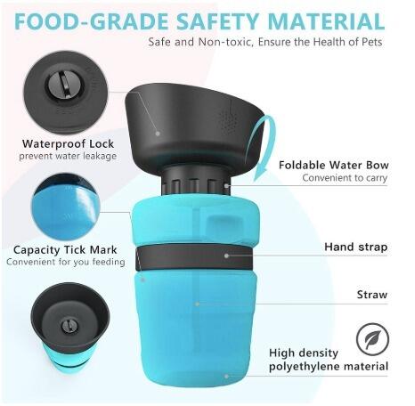 Pet Outdoor Foldable Bottle Dog Travel Water Bottle Dog Water Dispenser - 0 - CJ - Blue - 520ml - CJJJCWGY00675 - Blue - 520ml