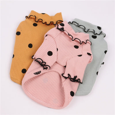 Dot turtleneck dog bottoming shirt - 0 - CJ