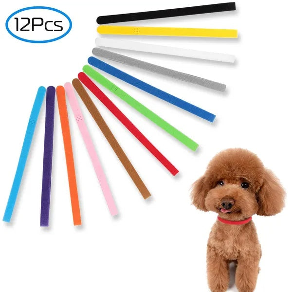 12 Colors Whelping Puppy ID Collars Adjustable Double - Sided Pet ID Bands - 5 - CJ