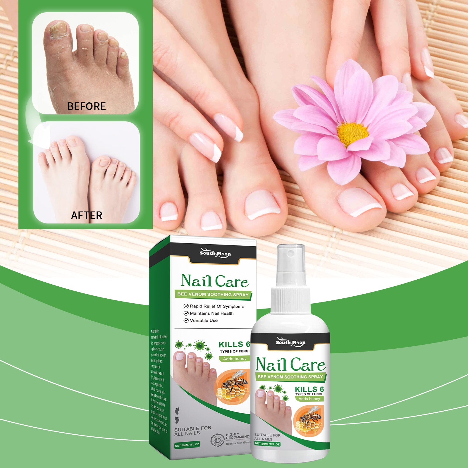 South Moon Nail Care Spray, Gentle Odor Relief Repair Nail Shine Essence Spray - 5 - CJ