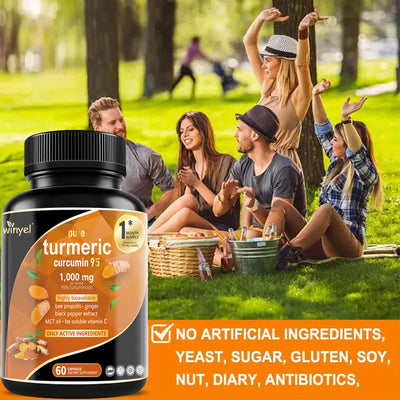 Premium Turmeric Curcumin Supplements 1000mg - Great Absorption Rate - Supports Heart, Brain And Joint Health - 60 Capsules - 5 - CJ