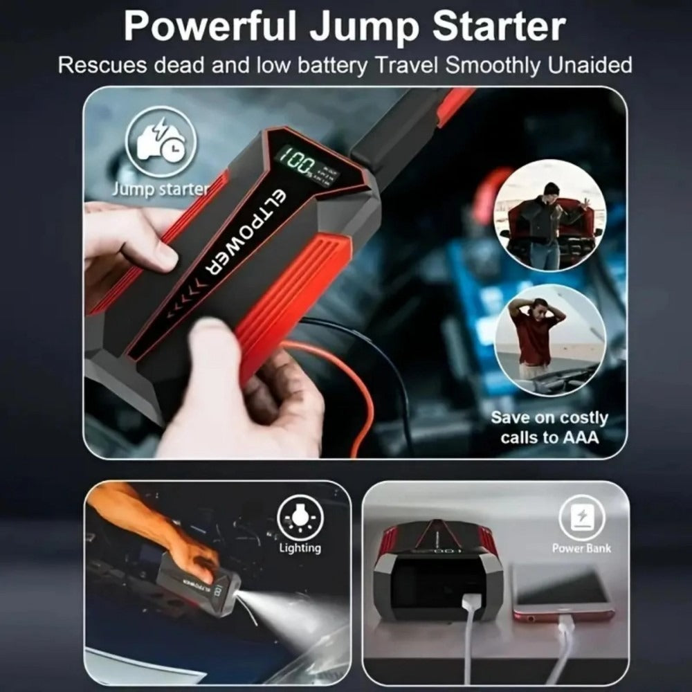 20000 MAh Car Jump Starter Power Supply With Dual USB Fast Charging And Red LED Light. - 5 - CJ