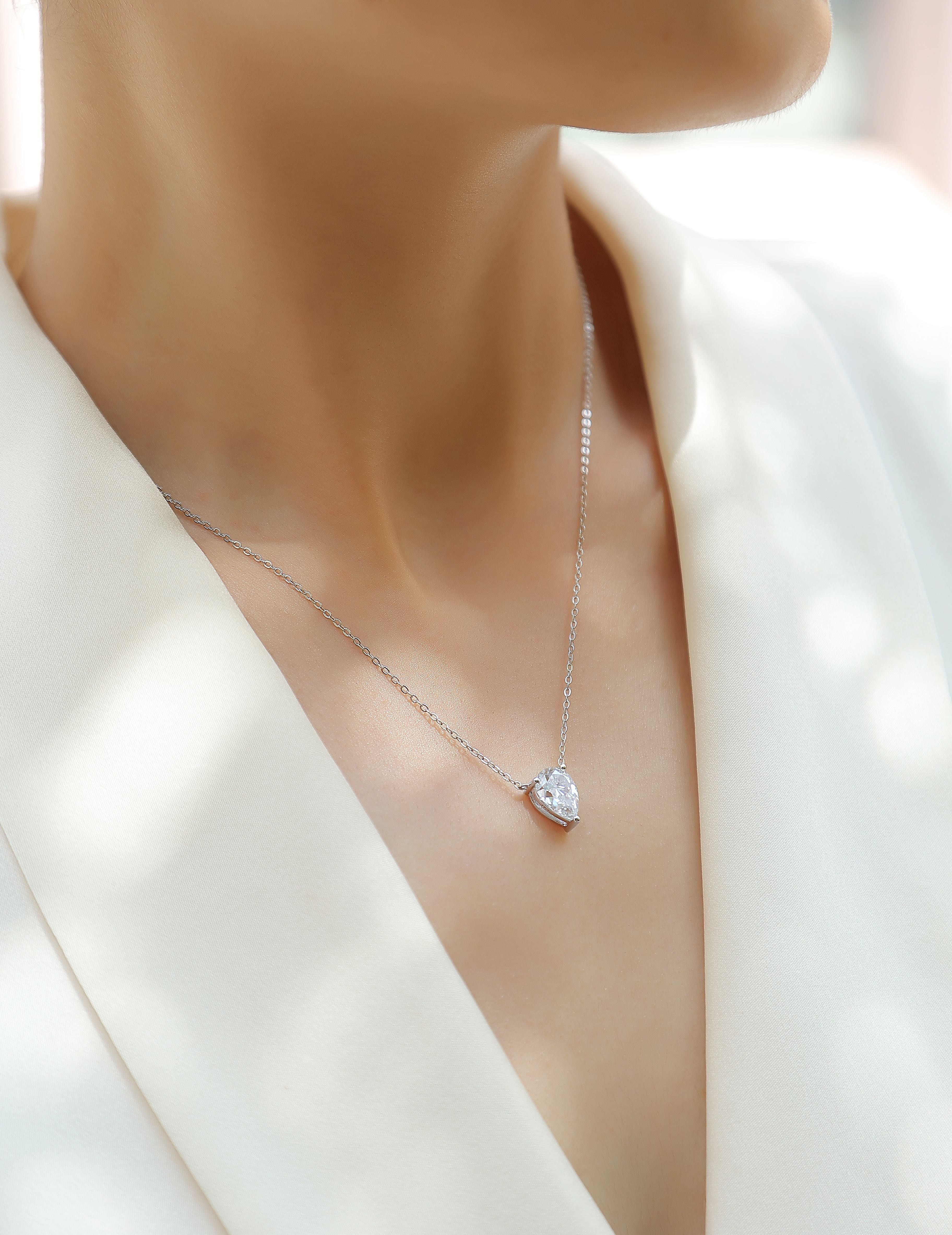 1Water Drop - Fashionable Jewelry Pendant Set With Moissanite S925 Sterling Silver And Platinum - plated Diamond, Moissanite Silver Jewelry Prohibit TikTok sales - 5 - cj