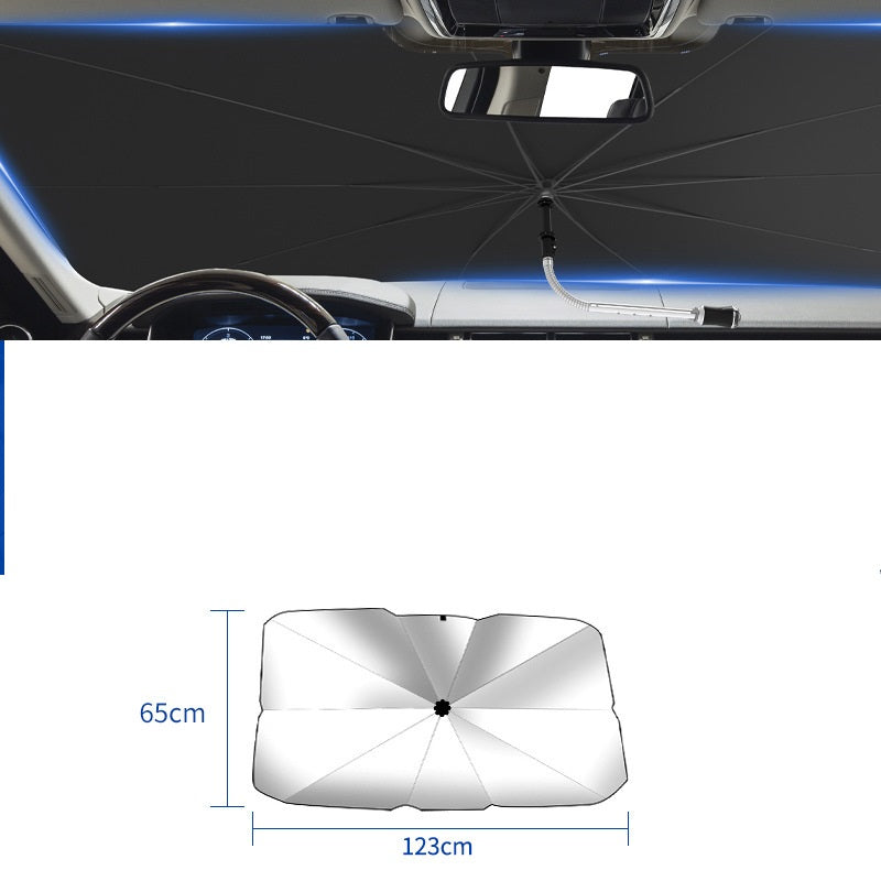 Foldable Car Windshield Sun Shade Umbrella UV Protection Heat Insulation Parasol Auto Front Window Cover Interior Protector Summer Gadgets - 0 - CJ - Titanium silver - Curved handle Small - CJQT123821516PK