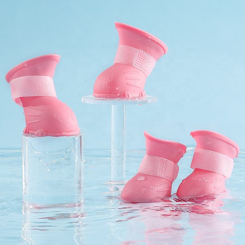 Dog Rain Boots 4Pcs Pet Dog Puppy Warm Waterproof Silicone Non - Slip Rain Boots Footwear Shoes Dog Cat Pet Toy Dog Rain Boots  Dog Rain Shoes, Cat Rain Boots, Waterproof Foot Cover, Soft Bottom Shoes - 5 - CJ