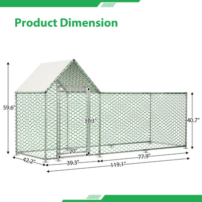 Metal Chicken Coop,Walk - in Chicken Run,Poultry Chicken Hen Pen Cage,Rabbits Duck Cages,With Cover - 5 - CJ