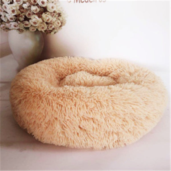 Round Long Hairy Autumn And Winter Nest Pad Cat Mattress - 0 - CJ - Apricot - 110cm - CJJJCWMY00276 - Apricot - 110cm