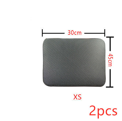 Double Layer Litter Cat Bed Pads Pet Cat Litter Mat Trapping Pets Litter Box Mat Pet Product Bed For Cats House Clean Mat - 0 - CJ - XS2PC - Grey - CJJJCWMY00030 - XS2PC - Grey