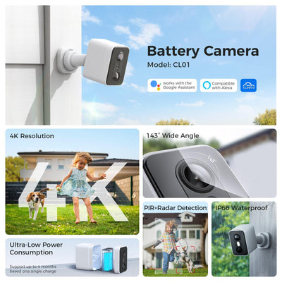 LNDU CL01 4K Wireless Security Camera 143 Degree Wide Angle Infrared Night Vision Human Body Sensing  Dual Identification Detection - 5 - CJ