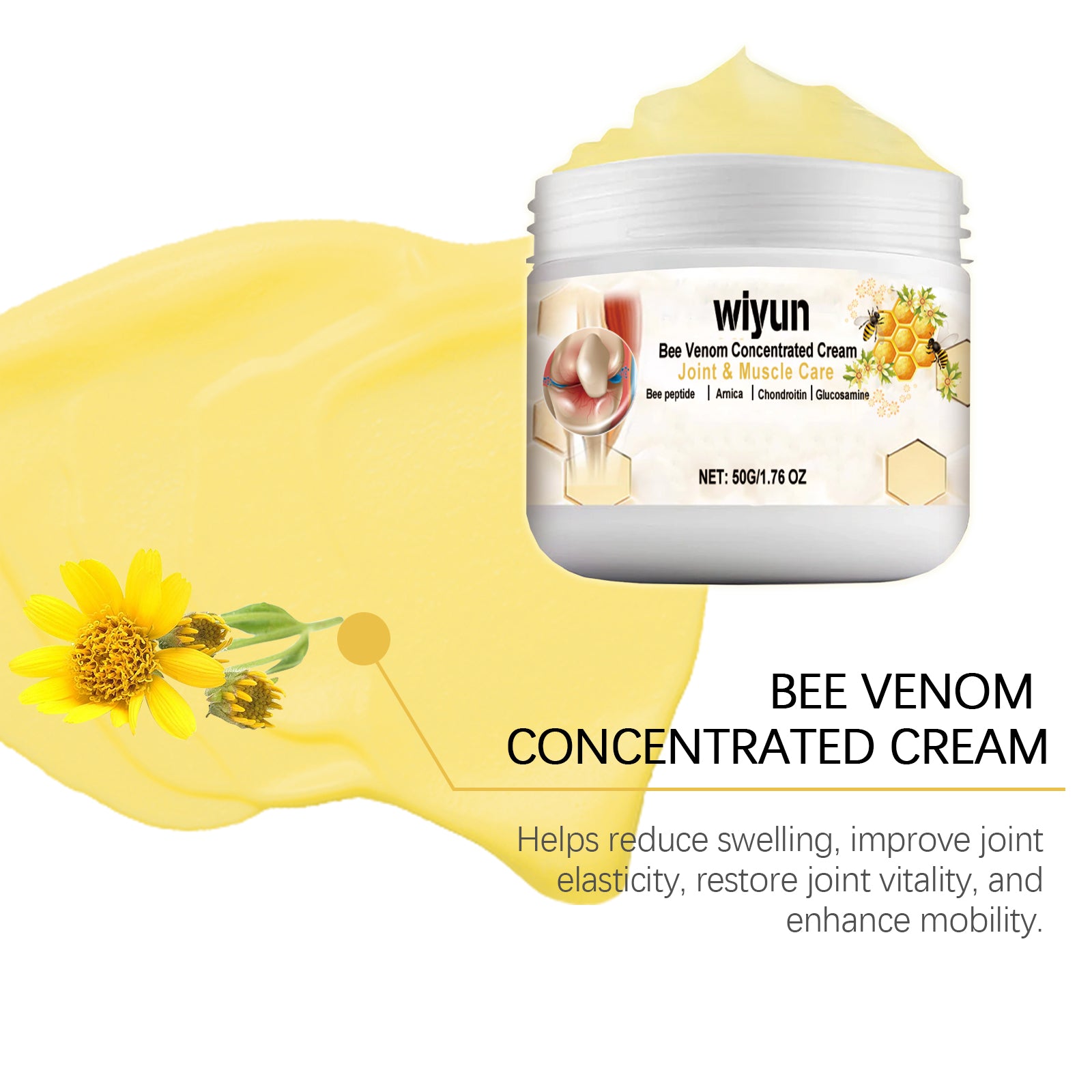 Wiyun Bee Venom Body Care Cream, Gently Moisturize And Apply Topical Repair Cream For Wrist And Knee Body Massage - 5 - CJ
