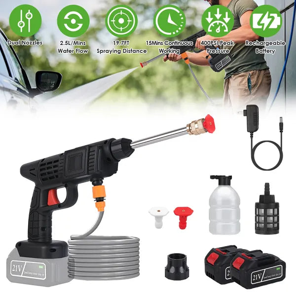 Cordless Pressure Washer Portable Electric Power Washer High Pressure Water Sprayer 400PSI Car Washer Cleaner With Nozzle Foam Bottle Filter 1200mAh 21V Battery And Charger - 5 - CJ