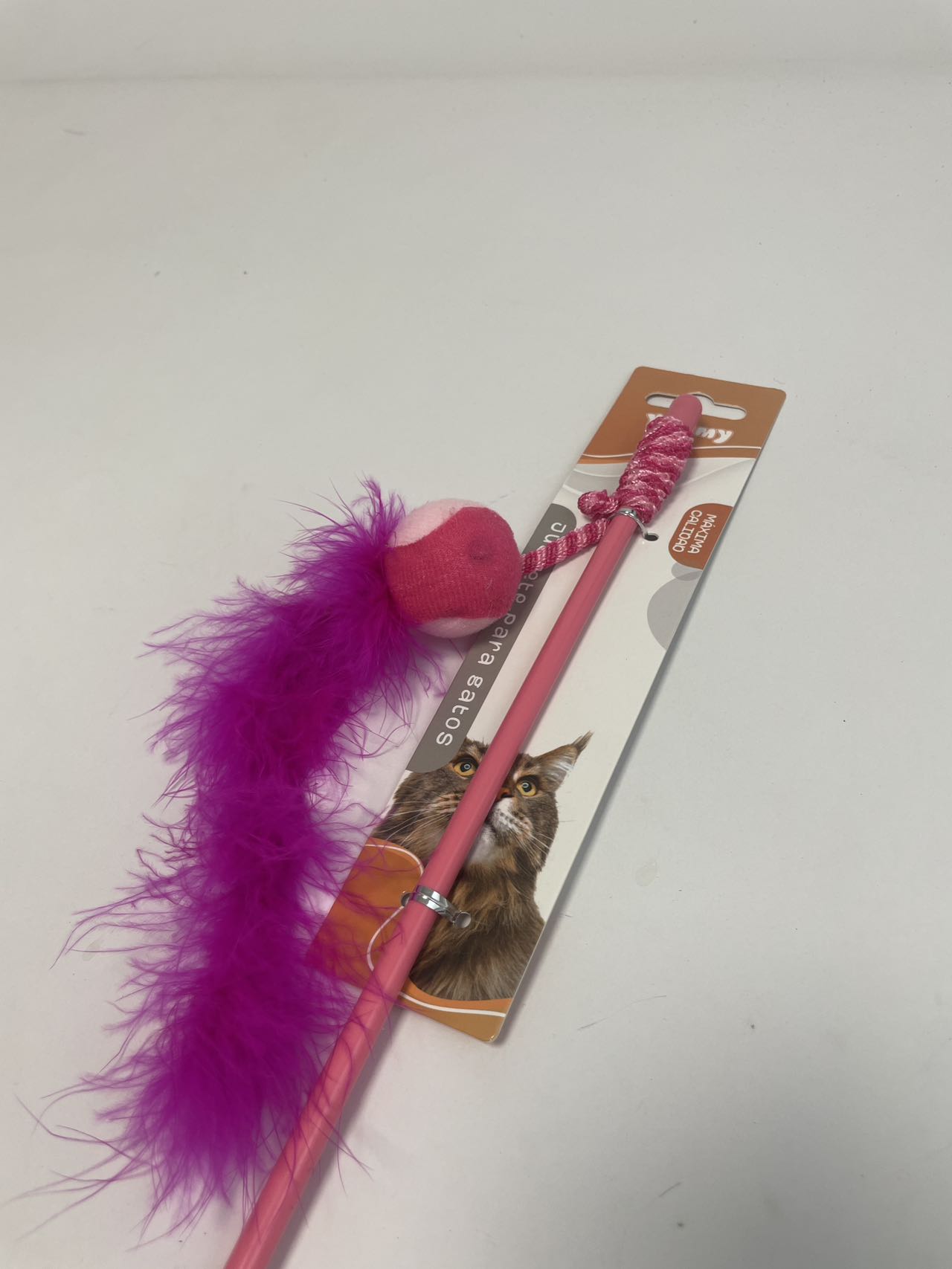 Small Ball Turkey Feather Cat Teaser - 5 - CJ