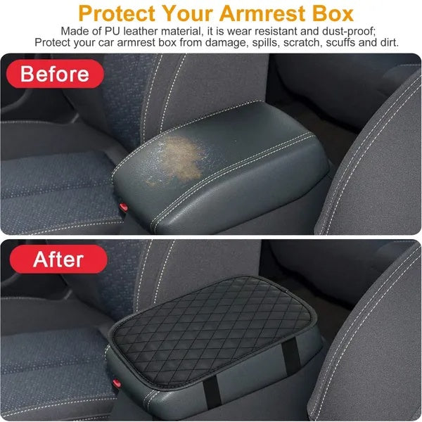 Car Armrest Pad Cover PU Leather Auto Center Console Seat Box Cover Protector Car Accessories Armrest Cushion Pad - 5 - cjdropshipping