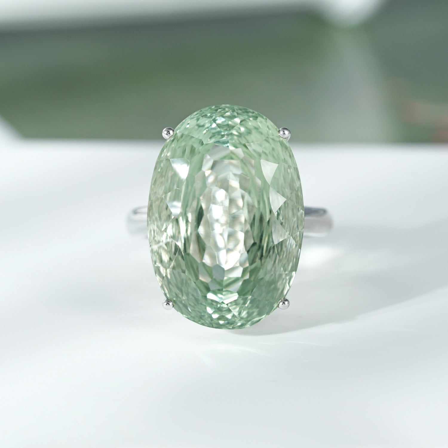 S925 Sterling Silver Green Amethyst Ring For Women Luxury Premium Retro Gem - 4 - CJ