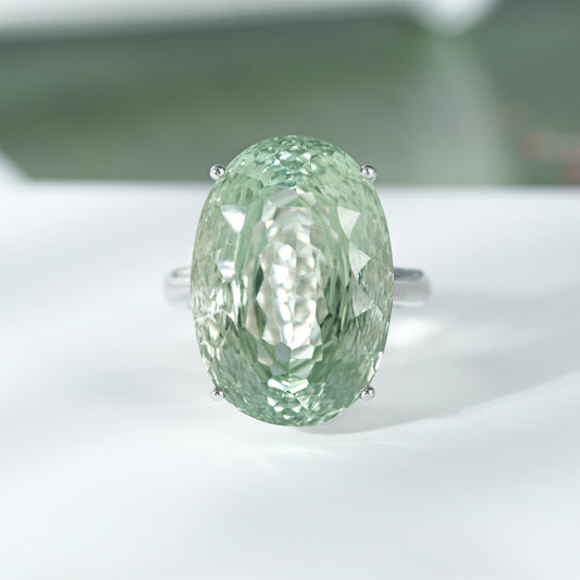 S925 Sterling Silver Green Amethyst Ring For Women Luxury Premium Retro Gem - 4 - CJ