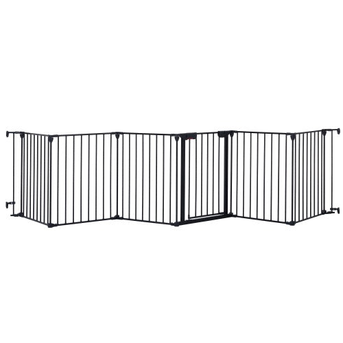 150 Adjustable Safety Gate 6 Panels Play Yard Metal Doorways Fireplace Fence Christmas Tree Fence Gate For House Stairs Gate Prohibited Area Fence